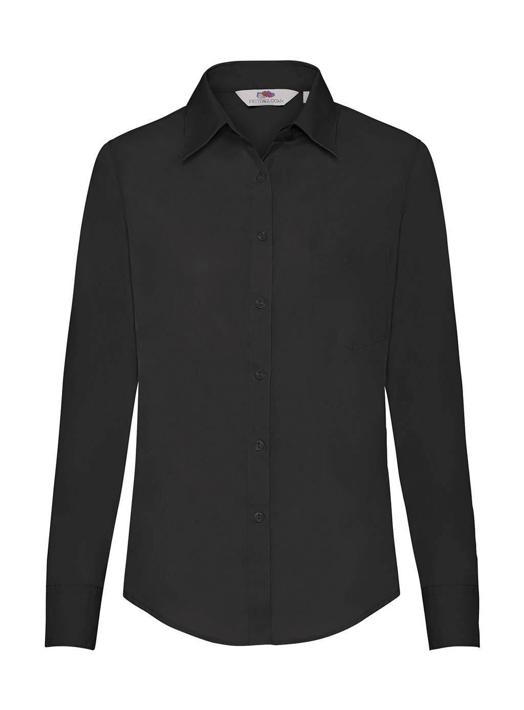 Ladies` Poplin Shirt LS zum Besticken und Bedrucken in der Farbe Black mit Ihren Logo, Schriftzug oder Motiv.