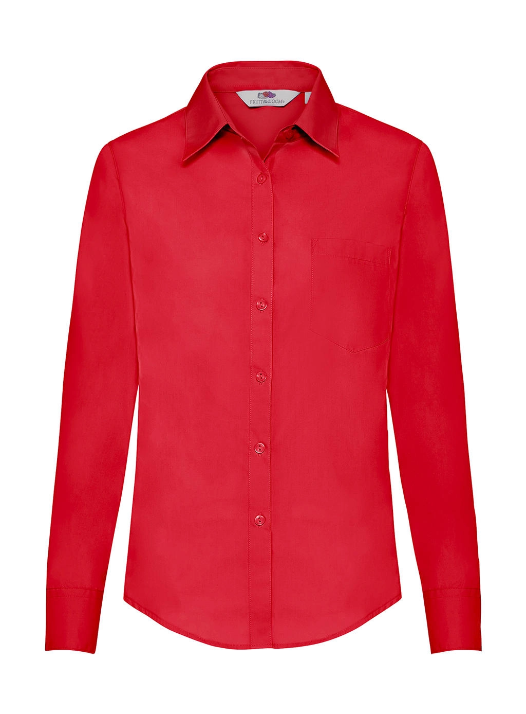 Ladies` Poplin Shirt LS zum Besticken und Bedrucken in der Farbe Red mit Ihren Logo, Schriftzug oder Motiv.