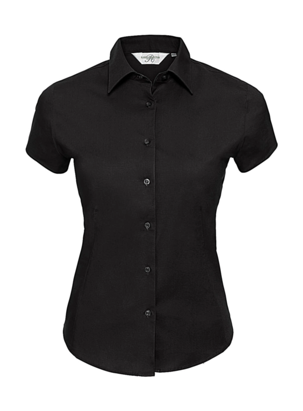 Ladies` Easy Care Fitted Shirt zum Besticken und Bedrucken in der Farbe Black mit Ihren Logo, Schriftzug oder Motiv.