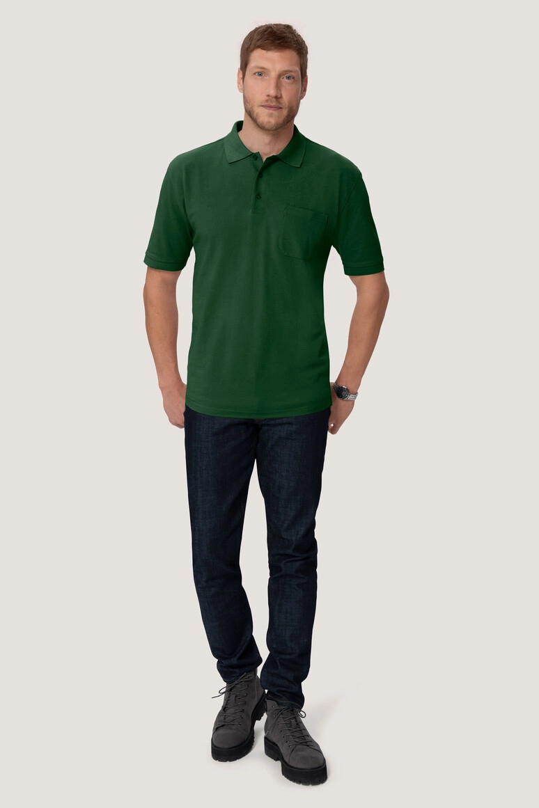 HAKRO Pocket-Poloshirt Mikralinar® zum Besticken und Bedrucken in der Farbe Tanne mit Ihren Logo, Schriftzug oder Motiv.