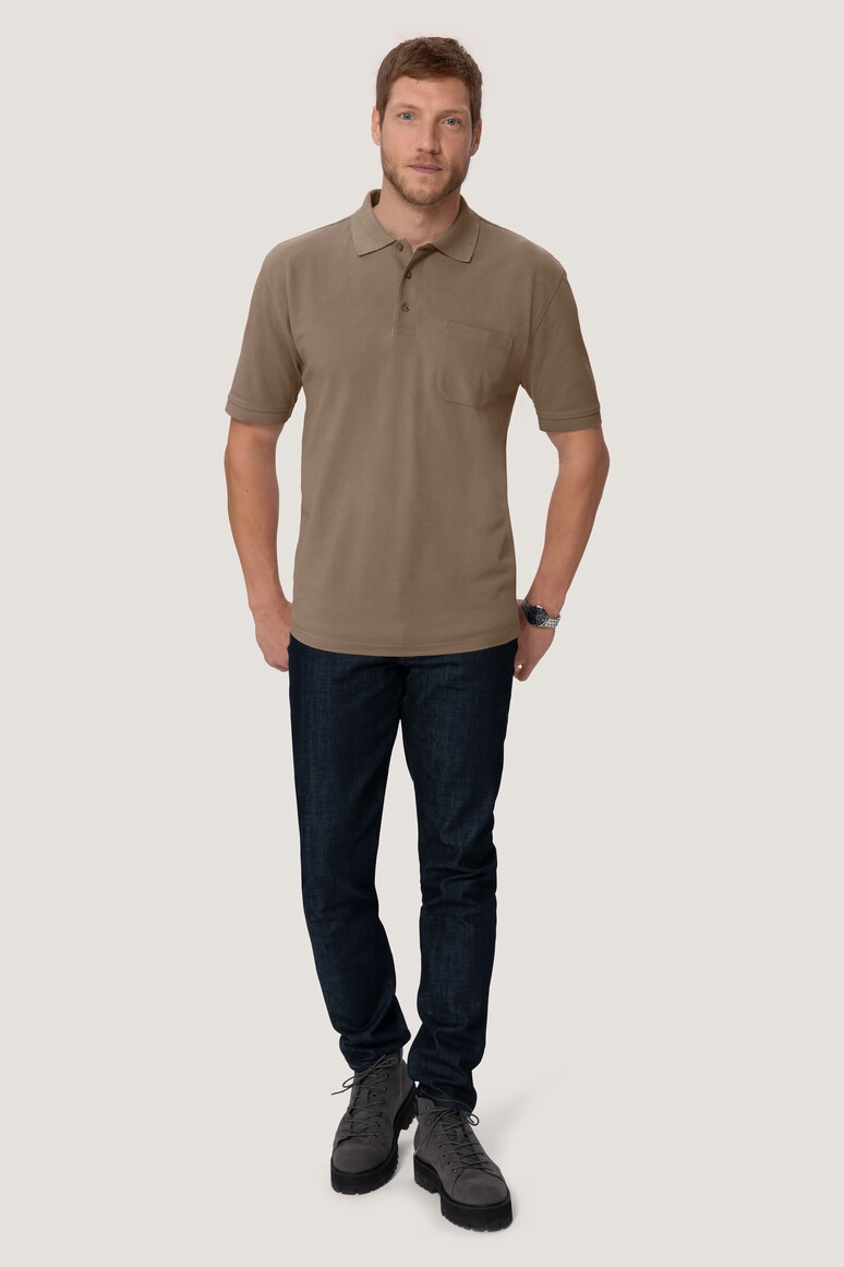 HAKRO Pocket-Poloshirt Mikralinar® zum Besticken und Bedrucken in der Farbe Nougat mit Ihren Logo, Schriftzug oder Motiv.