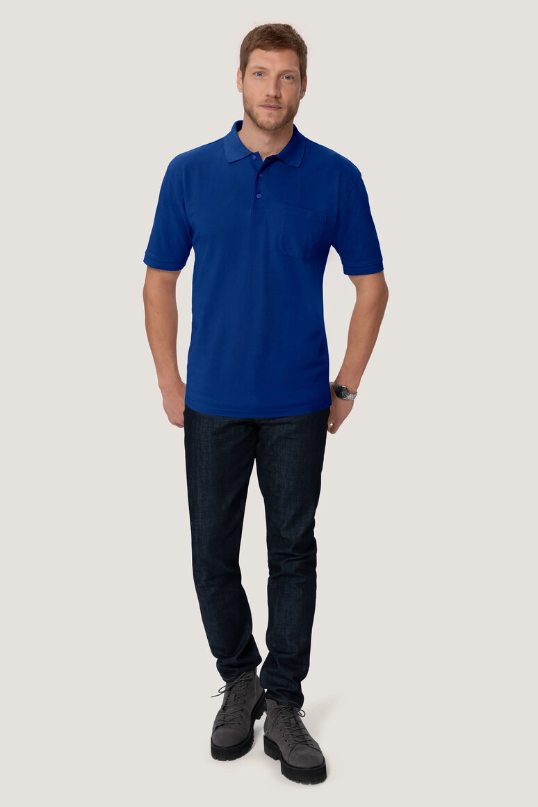 HAKRO Pocket-Poloshirt Mikralinar® zum Besticken und Bedrucken in der Farbe Ultramarinblau mit Ihren Logo, Schriftzug oder Motiv.