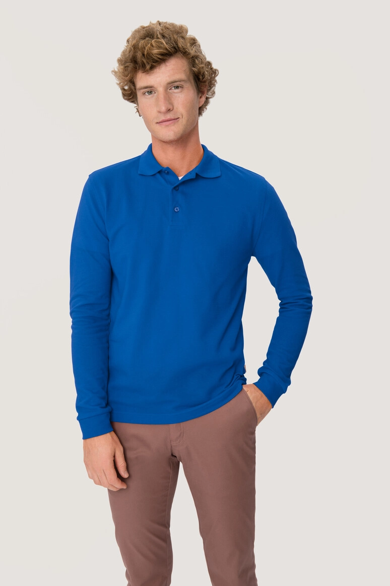 HAKRO Longsleeve-Poloshirt Mikralinar® zum Besticken und Bedrucken in der Farbe Royalblau mit Ihren Logo, Schriftzug oder Motiv.