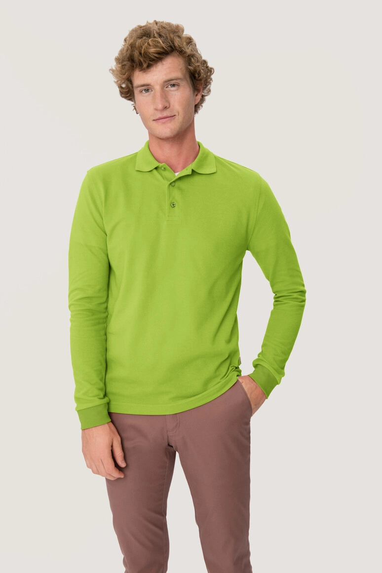 HAKRO Longsleeve-Poloshirt Mikralinar® zum Besticken und Bedrucken in der Farbe Kiwi mit Ihren Logo, Schriftzug oder Motiv.