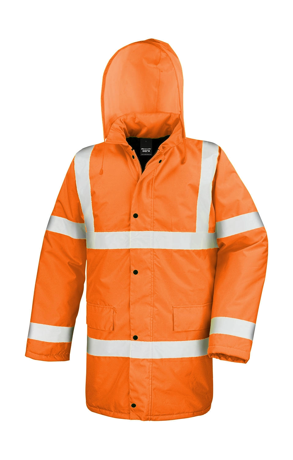 Core Hi-Vis Motorway Coat zum Besticken und Bedrucken in der Farbe Fluorescent Orange mit Ihren Logo, Schriftzug oder Motiv.