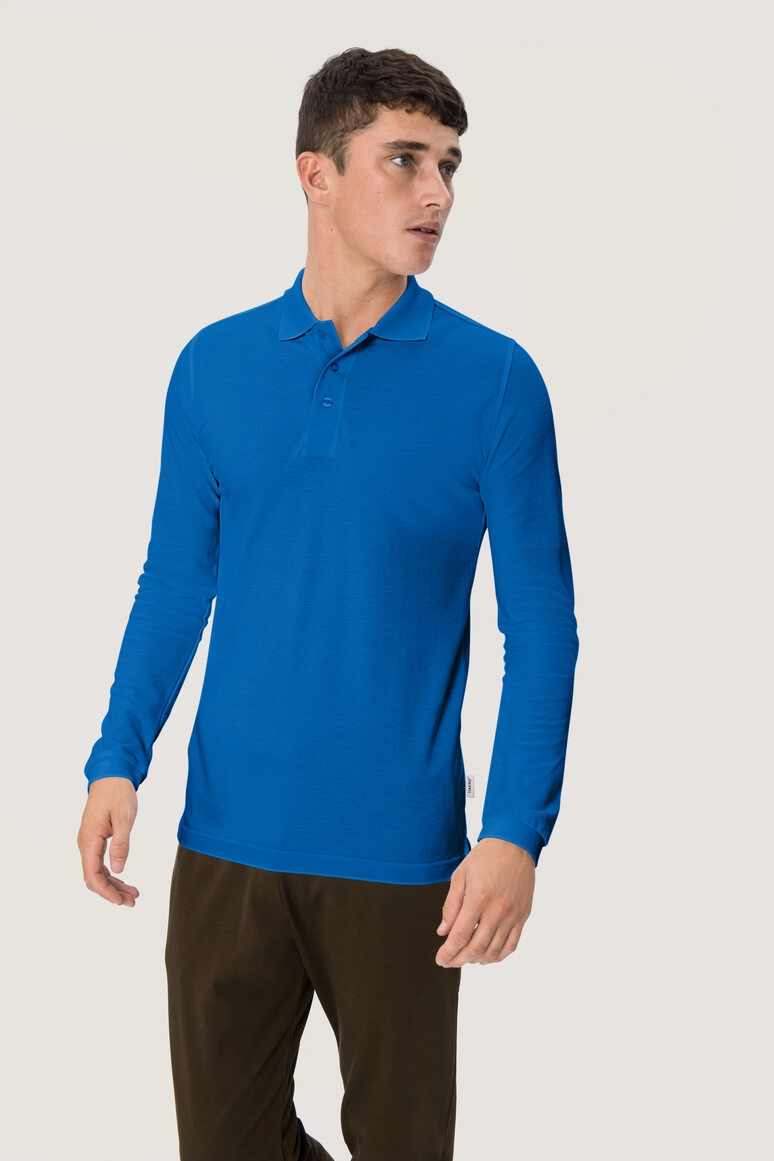 HAKRO Longsleeve-Poloshirt Classic zum Besticken und Bedrucken in der Farbe Royalblau mit Ihren Logo, Schriftzug oder Motiv.