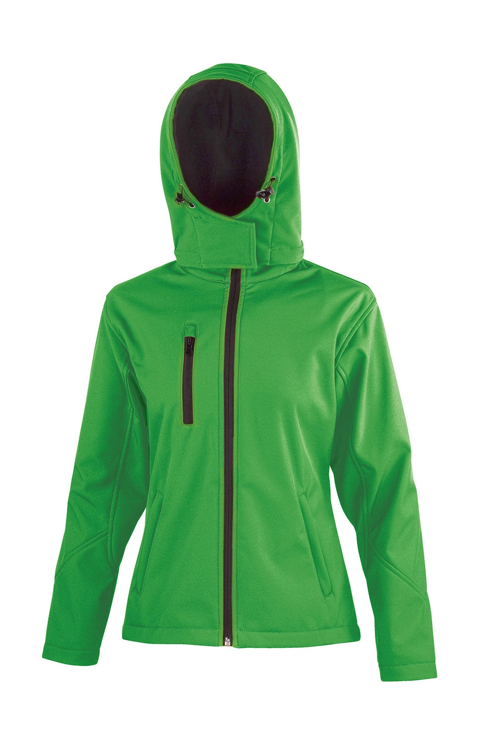 Ladies TX Performance Hooded Softshell Jacket zum Besticken und Bedrucken in der Farbe Vivid Green/Black mit Ihren Logo, Schriftzug oder Motiv.