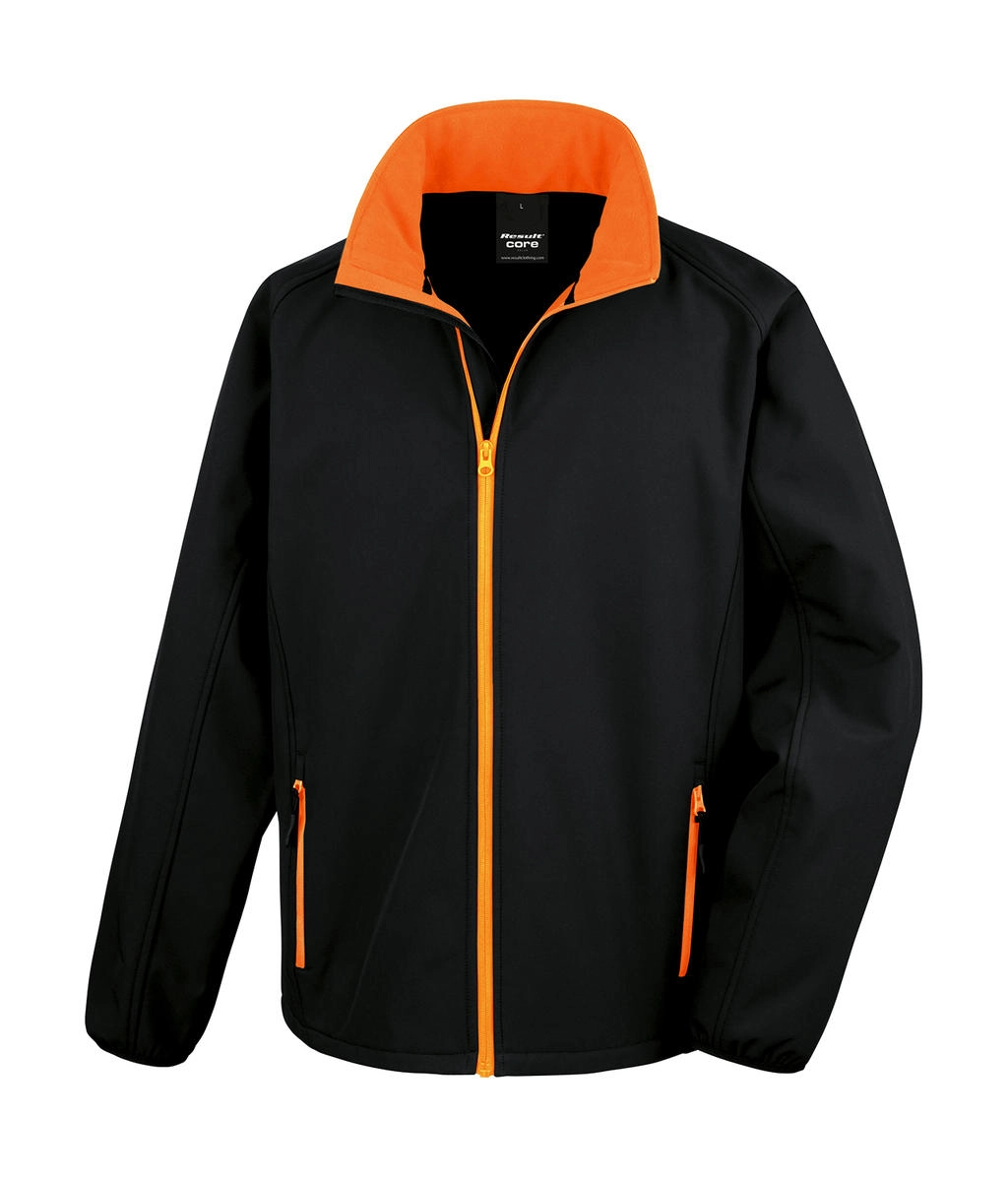 Printable Softshell Jacket zum Besticken und Bedrucken in der Farbe Black/Orange mit Ihren Logo, Schriftzug oder Motiv.