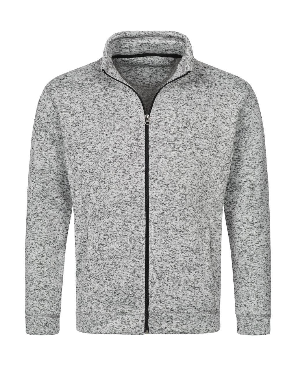 Knit Fleece Jacket zum Besticken und Bedrucken in der Farbe Light Grey Melange mit Ihren Logo, Schriftzug oder Motiv.