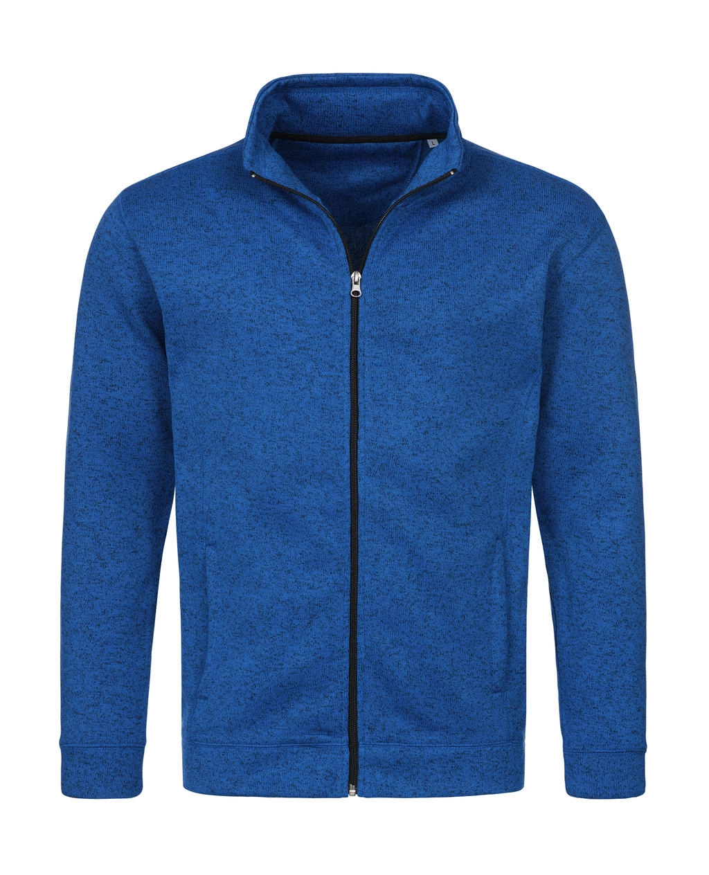 Knit Fleece Jacket zum Besticken und Bedrucken in der Farbe Blue Melange mit Ihren Logo, Schriftzug oder Motiv.