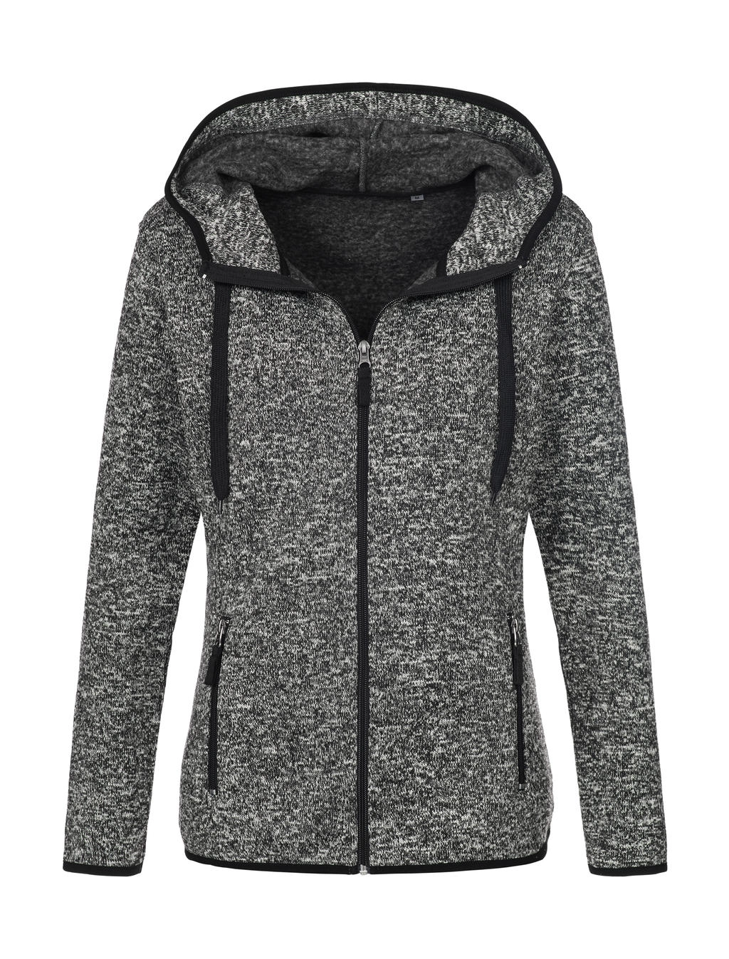 Knit Fleece Jacket Women zum Besticken und Bedrucken in der Farbe Dark Grey Melange mit Ihren Logo, Schriftzug oder Motiv.