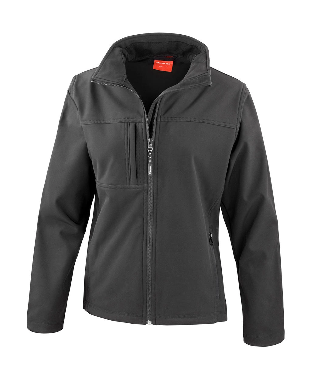 Ladies` Classic Softshell Jacket zum Besticken und Bedrucken in der Farbe Black mit Ihren Logo, Schriftzug oder Motiv.