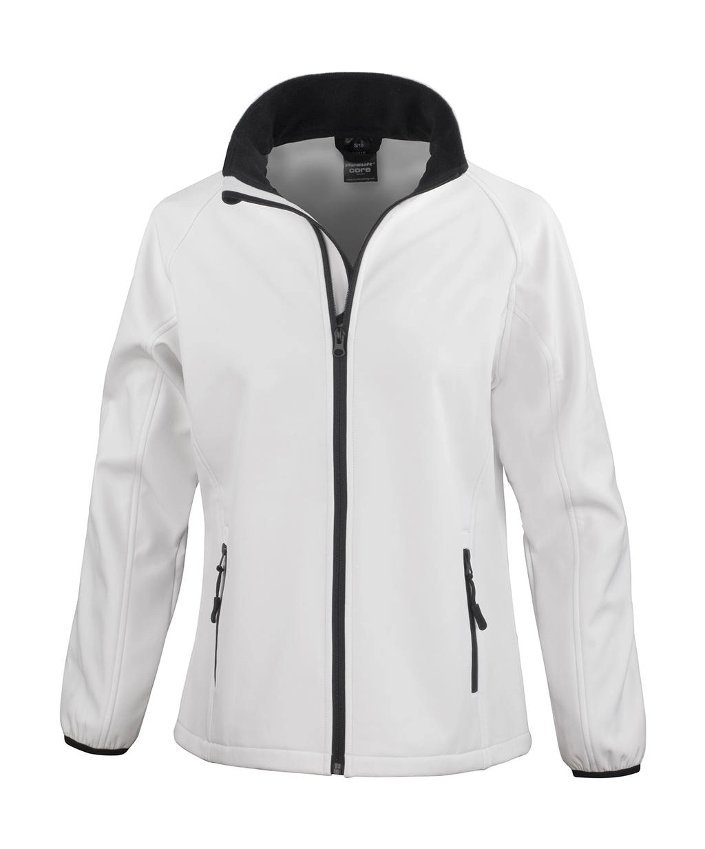 Ladies` Printable Softshell Jacket zum Besticken und Bedrucken in der Farbe White/Black mit Ihren Logo, Schriftzug oder Motiv.