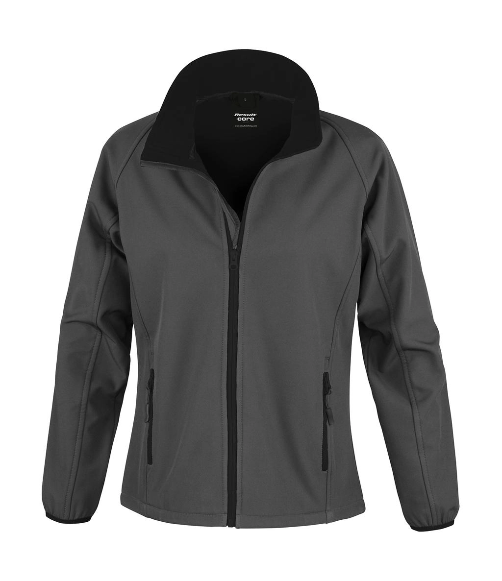 Ladies` Printable Softshell Jacket zum Besticken und Bedrucken in der Farbe Charcoal/Black mit Ihren Logo, Schriftzug oder Motiv.