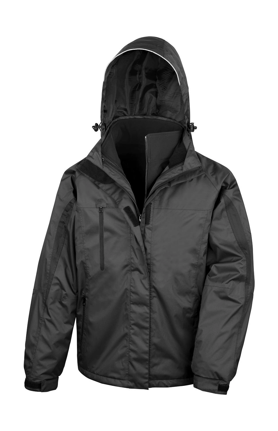 3-in-1 Journey Jacket zum Besticken und Bedrucken in der Farbe Black/Black mit Ihren Logo, Schriftzug oder Motiv.