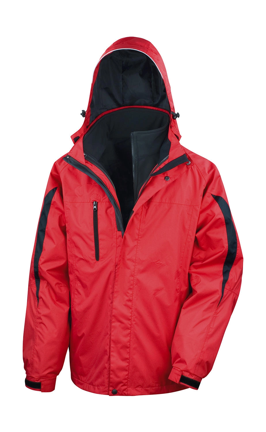 3-in-1 Journey Jacket zum Besticken und Bedrucken in der Farbe Red/Black mit Ihren Logo, Schriftzug oder Motiv.