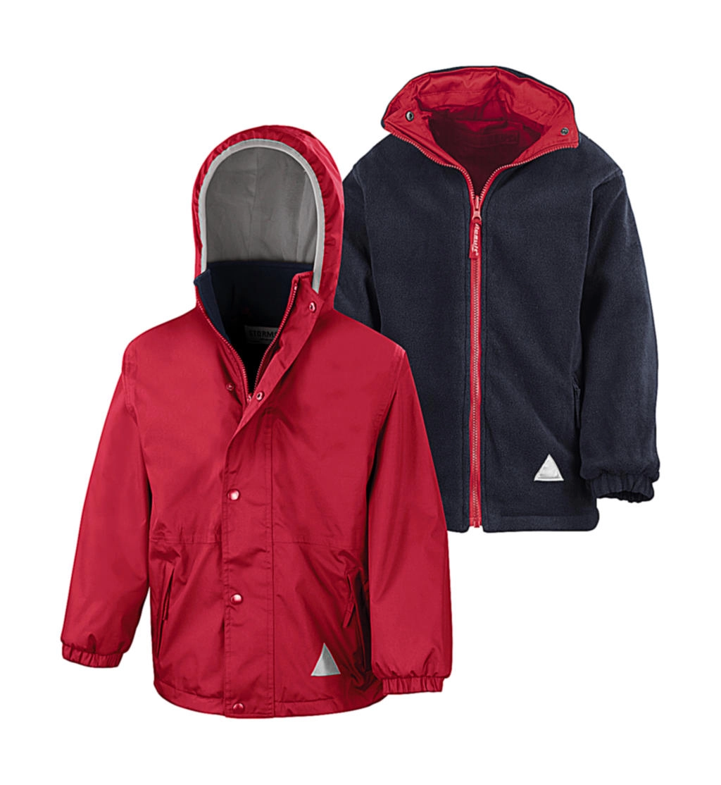 Junior Reversible Stormproof Jacket zum Besticken und Bedrucken in der Farbe Red/Navy mit Ihren Logo, Schriftzug oder Motiv.