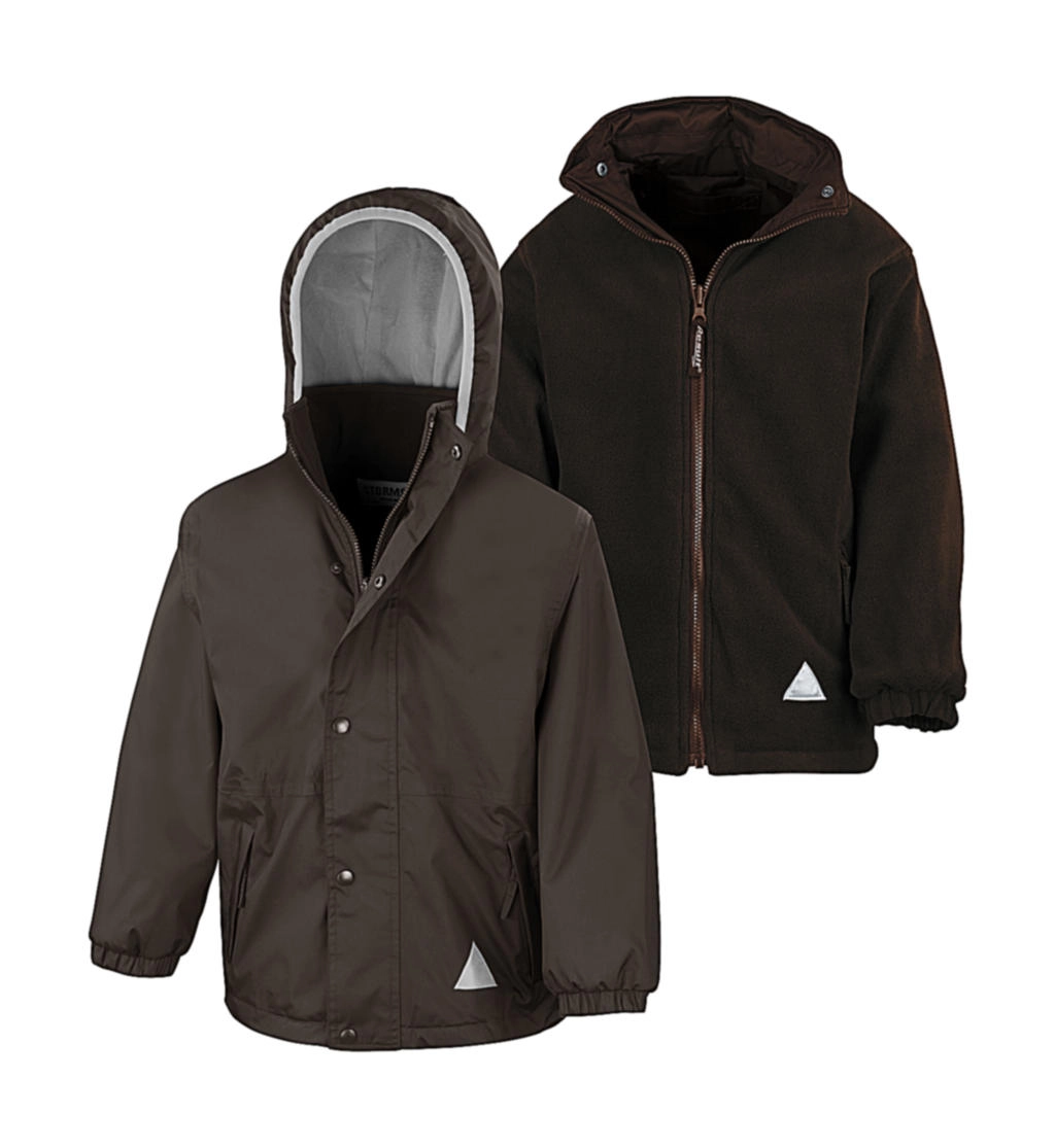 Junior Reversible Stormproof Jacket zum Besticken und Bedrucken in der Farbe Brown/Brown mit Ihren Logo, Schriftzug oder Motiv.