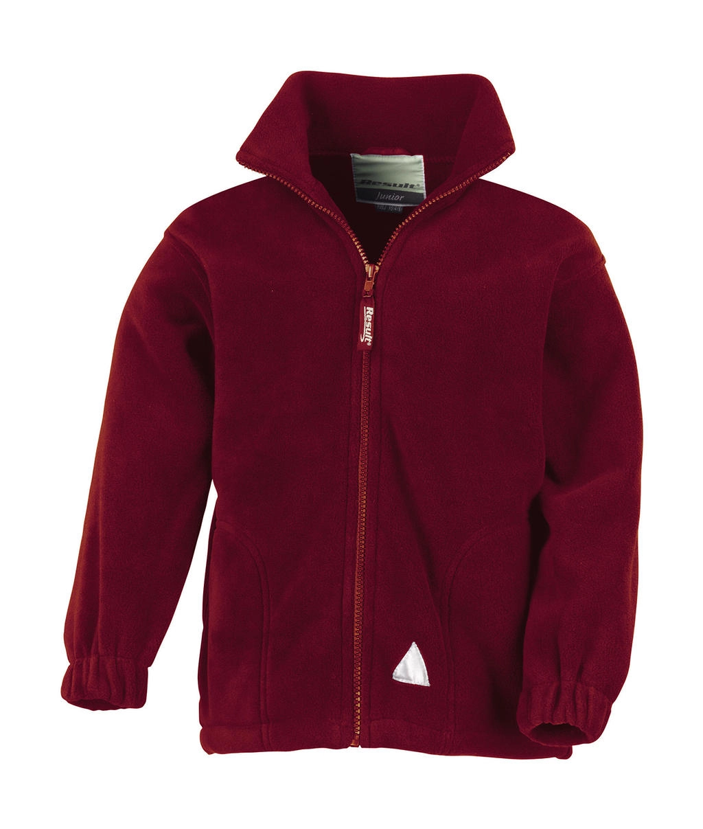 Kids` Fleece Jacket zum Besticken und Bedrucken in der Farbe Burgundy mit Ihren Logo, Schriftzug oder Motiv.