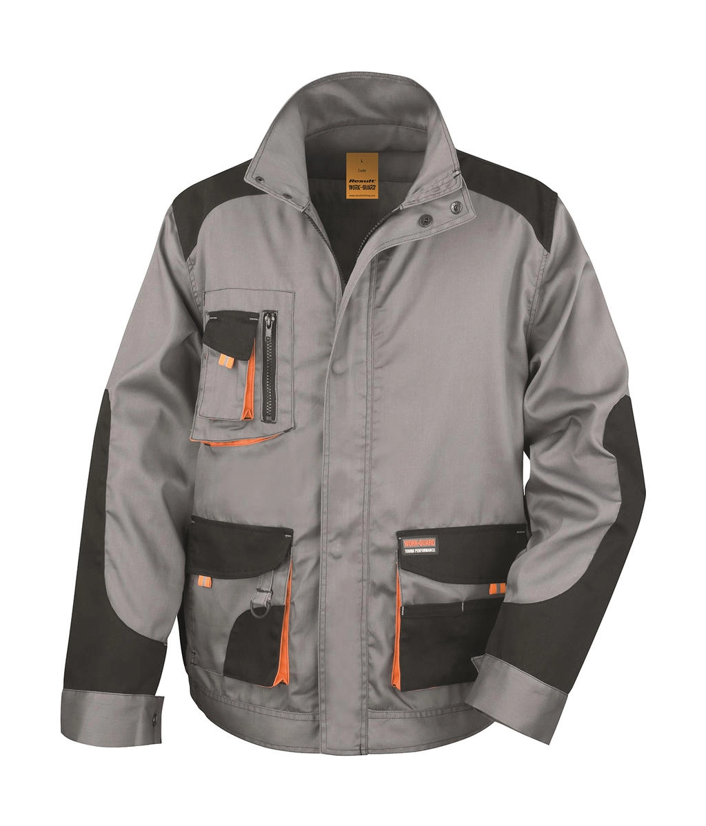 LITE Jacket zum Besticken und Bedrucken in der Farbe Grey/Black/Orange mit Ihren Logo, Schriftzug oder Motiv.