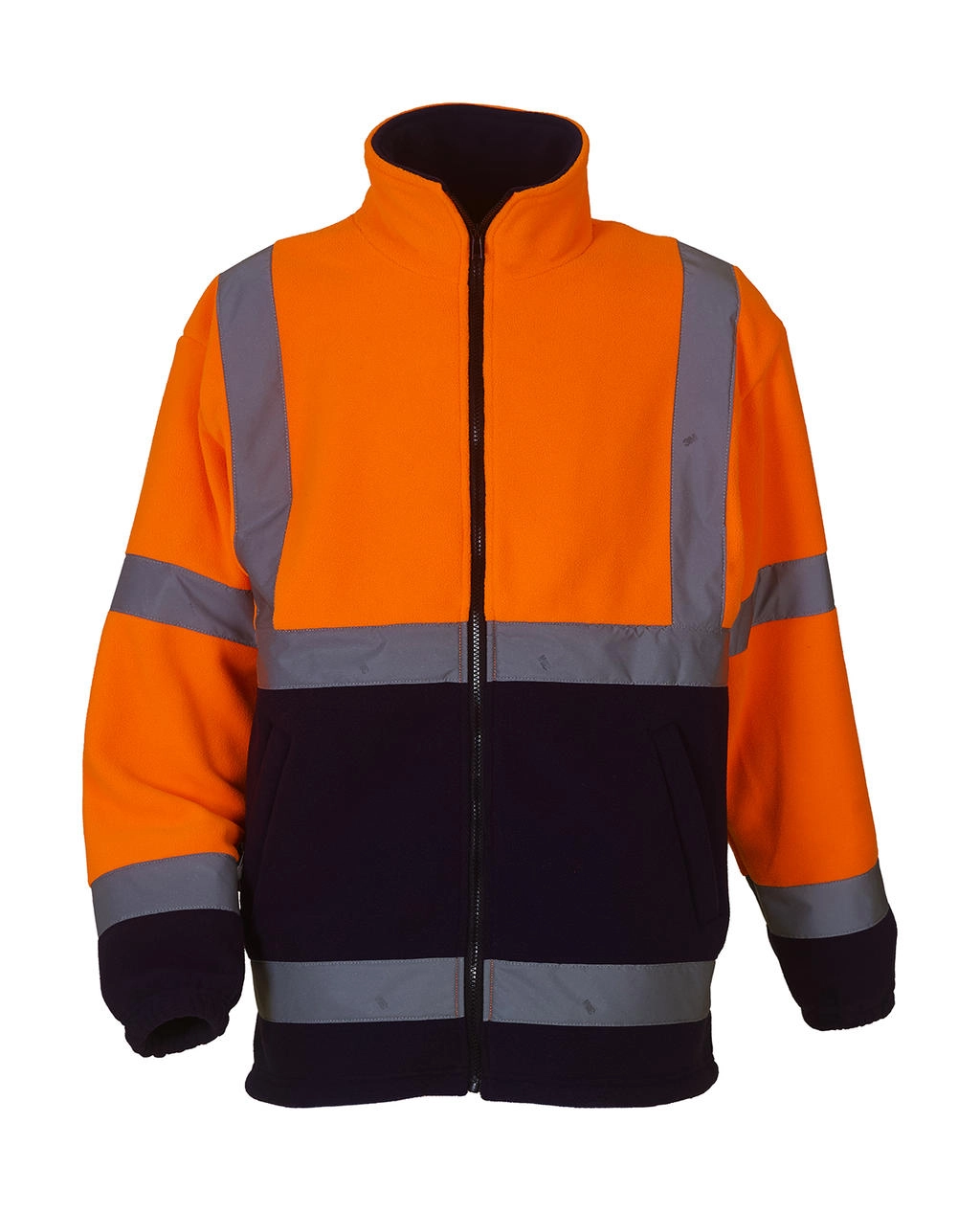 Fluo Fleece Jacket zum Besticken und Bedrucken in der Farbe Fluo Orange/Navy mit Ihren Logo, Schriftzug oder Motiv.