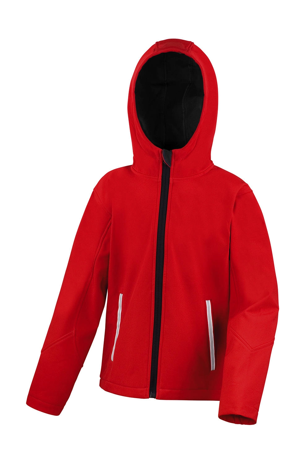Kids TX Performance Hooded Softshell Jacket zum Besticken und Bedrucken in der Farbe Red/Black mit Ihren Logo, Schriftzug oder Motiv.