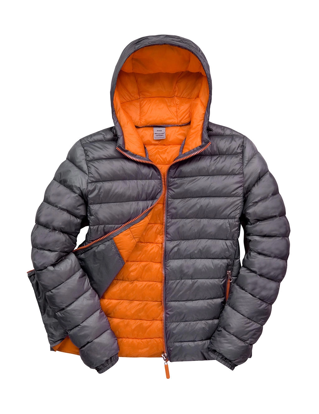 Snow Bird Hooded Jacket zum Besticken und Bedrucken in der Farbe Grey/Orange mit Ihren Logo, Schriftzug oder Motiv.