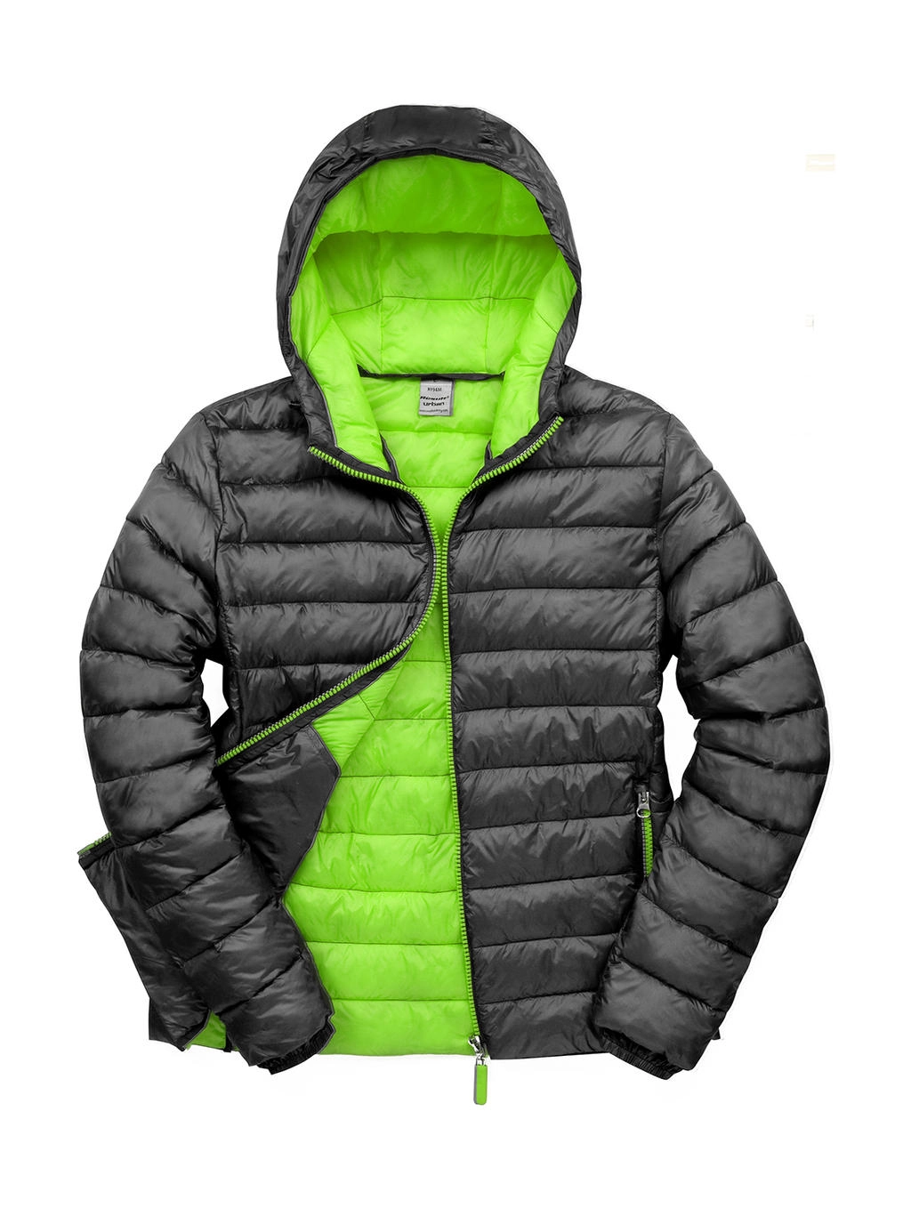 Snow Bird Hooded Jacket zum Besticken und Bedrucken in der Farbe Black/Lime mit Ihren Logo, Schriftzug oder Motiv.