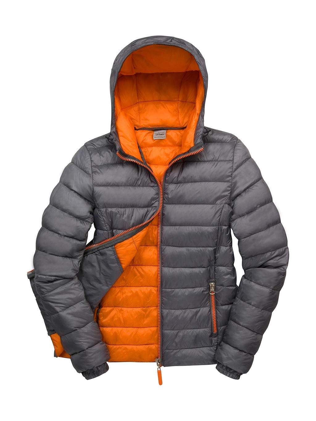 Ladies` Snow Bird Hooded Jacket zum Besticken und Bedrucken in der Farbe Grey/Orange mit Ihren Logo, Schriftzug oder Motiv.