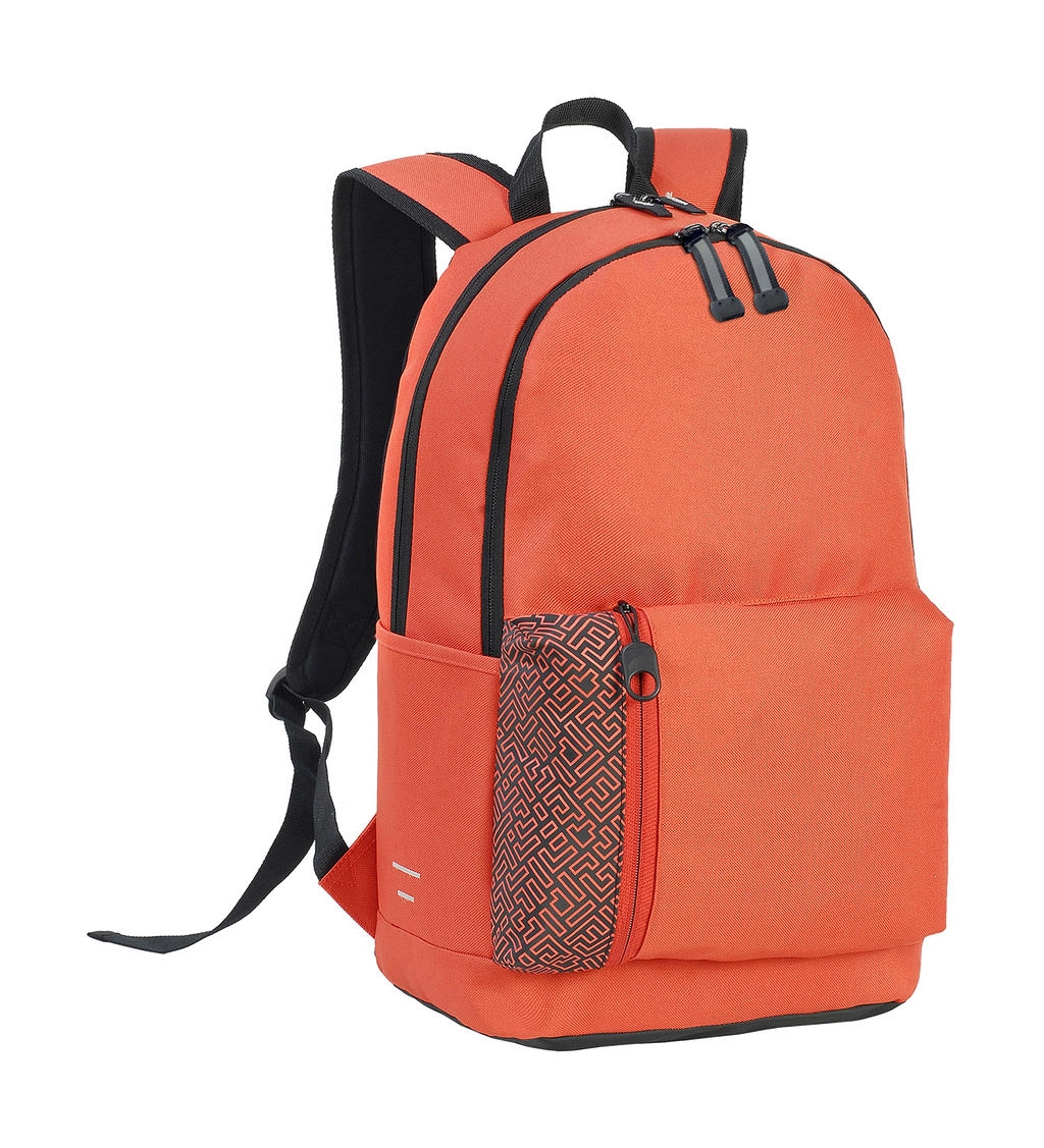 Plymouth Students Backpack zum Besticken und Bedrucken in der Farbe Orange Mandarin/Black  mit Ihren Logo, Schriftzug oder Motiv.
