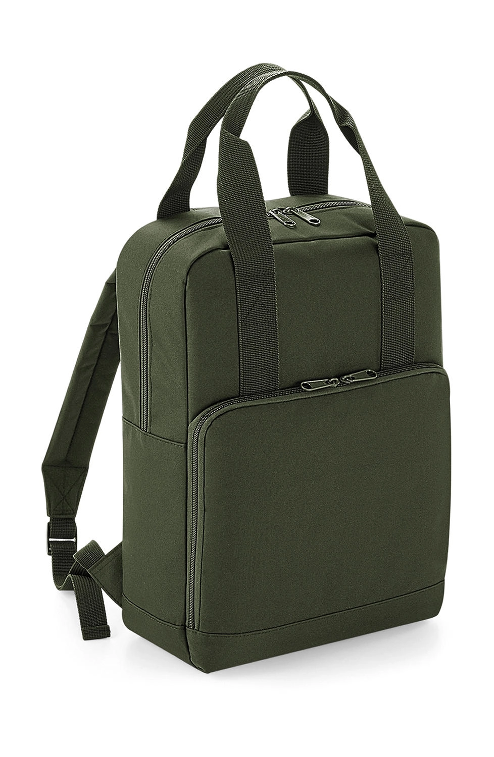 Twin Handle Backpack zum Besticken und Bedrucken in der Farbe Olive Green mit Ihren Logo, Schriftzug oder Motiv.