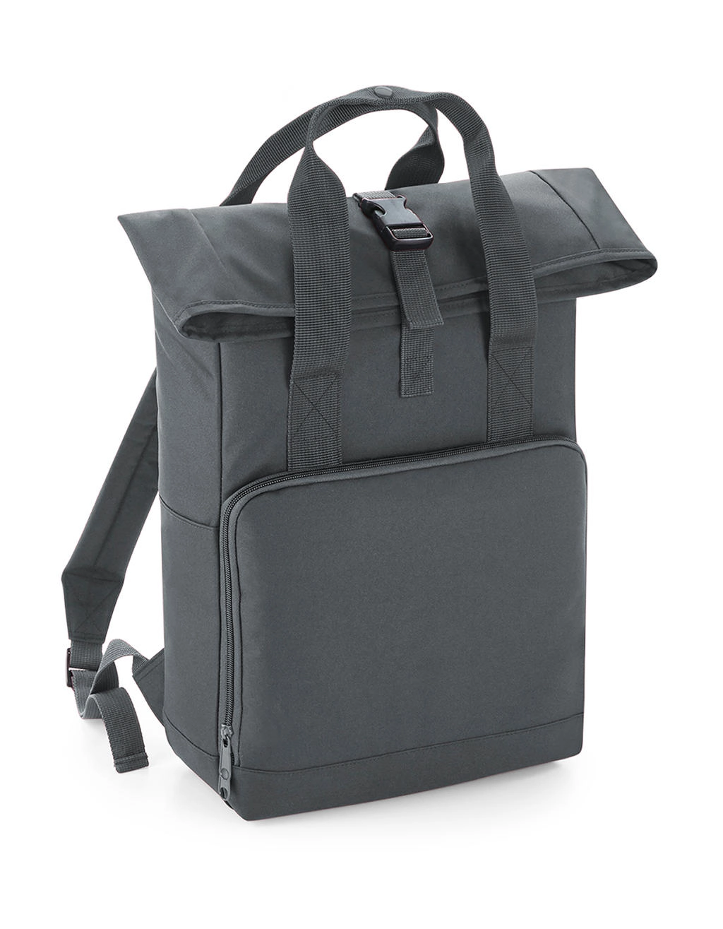 Twin Handle Roll-Top Backpack zum Besticken und Bedrucken in der Farbe Graphite Grey mit Ihren Logo, Schriftzug oder Motiv.