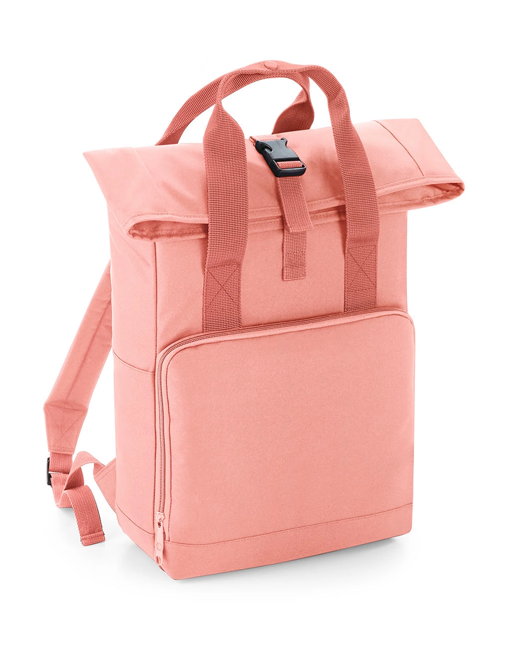 Twin Handle Roll-Top Backpack zum Besticken und Bedrucken in der Farbe Blush Pink mit Ihren Logo, Schriftzug oder Motiv.