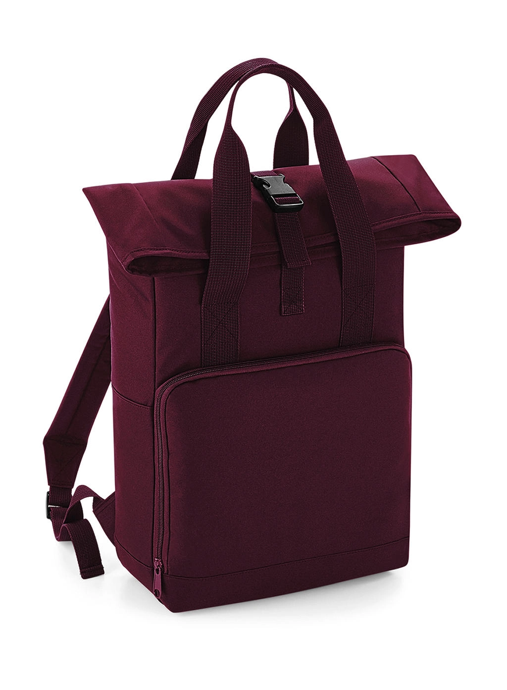 Twin Handle Roll-Top Backpack zum Besticken und Bedrucken in der Farbe Burgundy mit Ihren Logo, Schriftzug oder Motiv.
