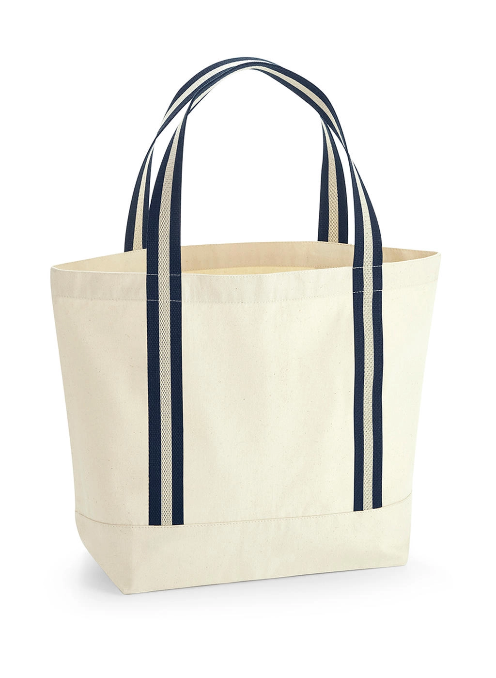 EarthAware® Organic Boat Bag zum Besticken und Bedrucken in der Farbe Natural/French Navy mit Ihren Logo, Schriftzug oder Motiv.
