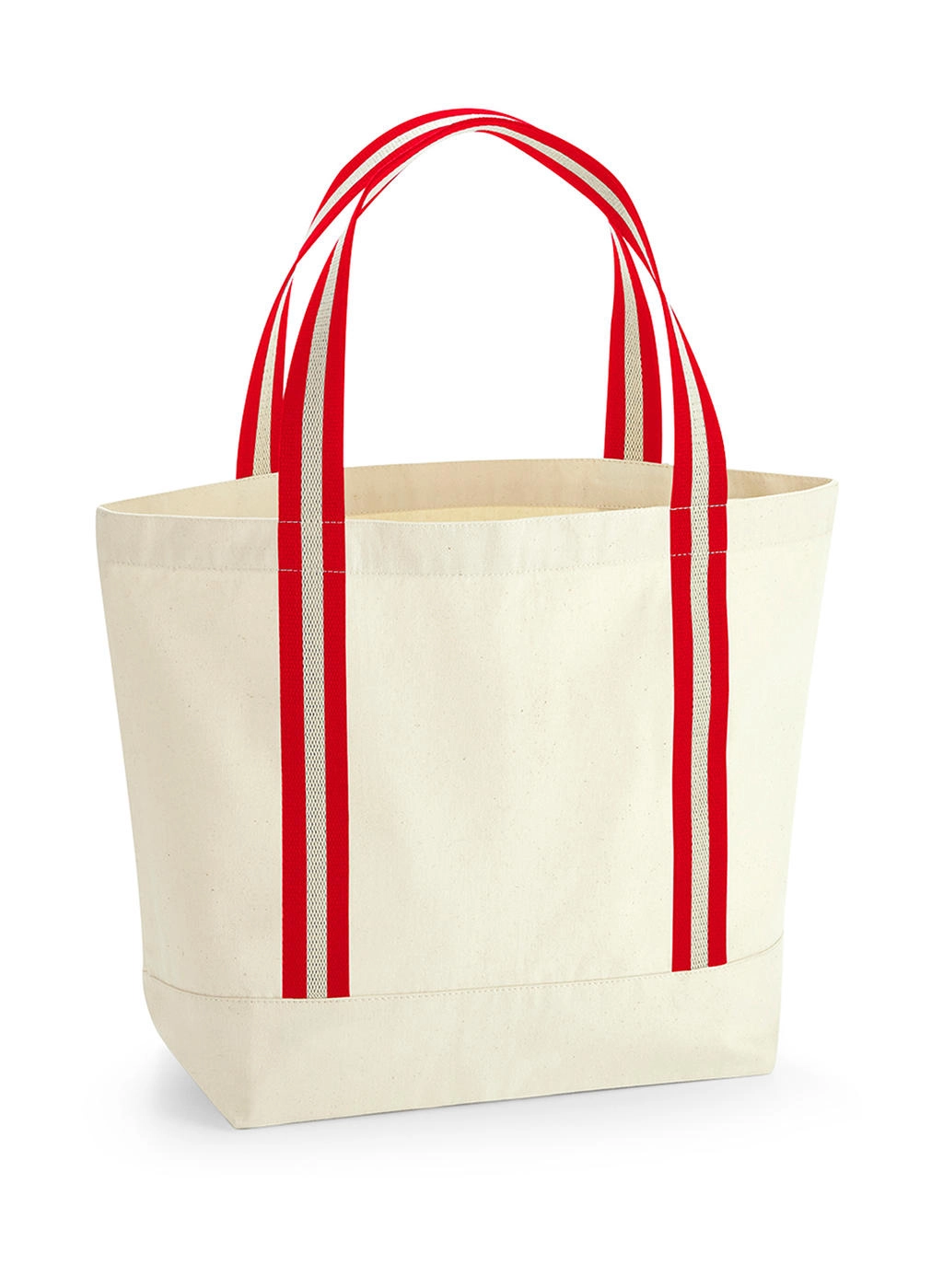 EarthAware® Organic Boat Bag zum Besticken und Bedrucken in der Farbe Natural/Classic Red mit Ihren Logo, Schriftzug oder Motiv.