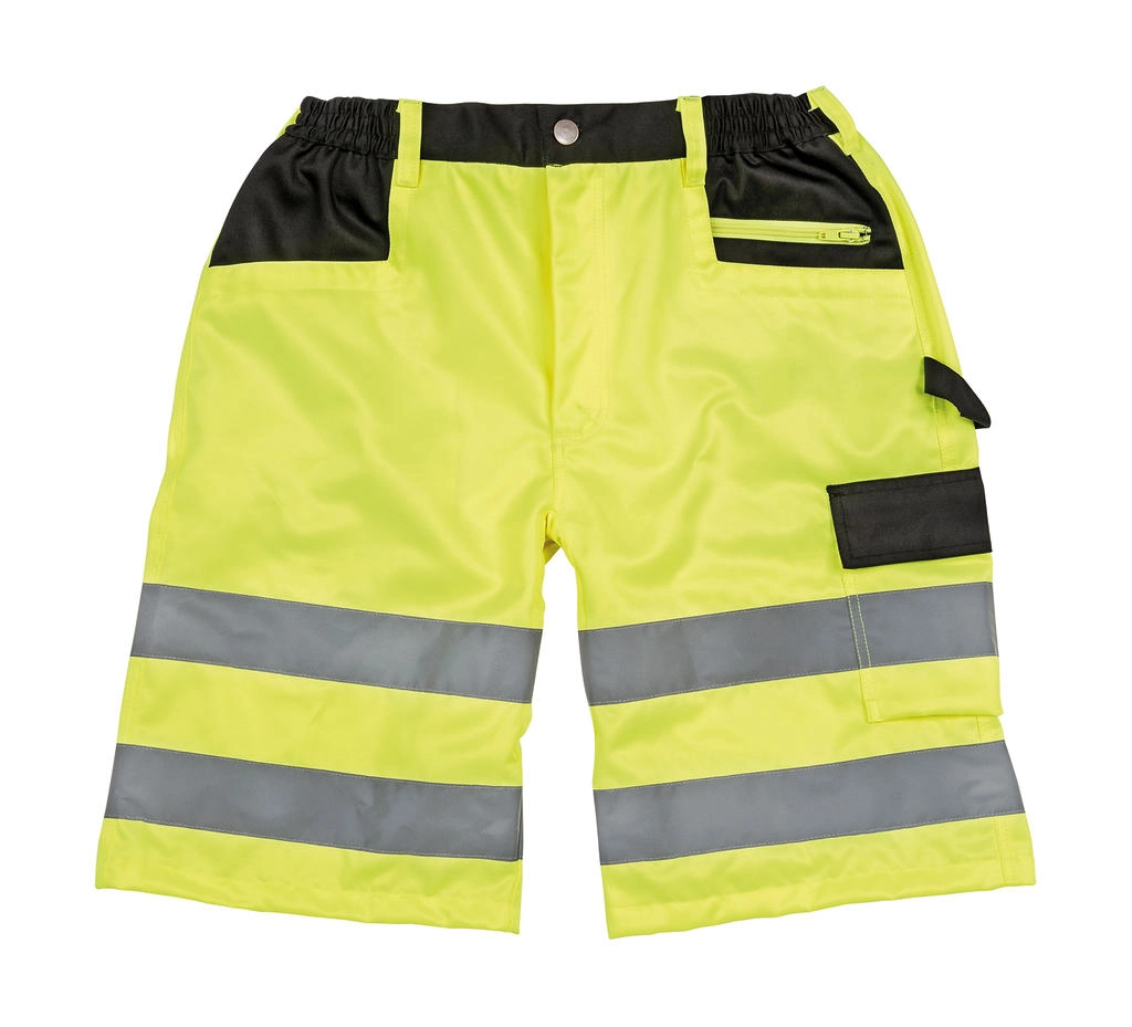 Safety Cargo Shorts zum Besticken und Bedrucken in der Farbe Fluorescent Yellow mit Ihren Logo, Schriftzug oder Motiv.