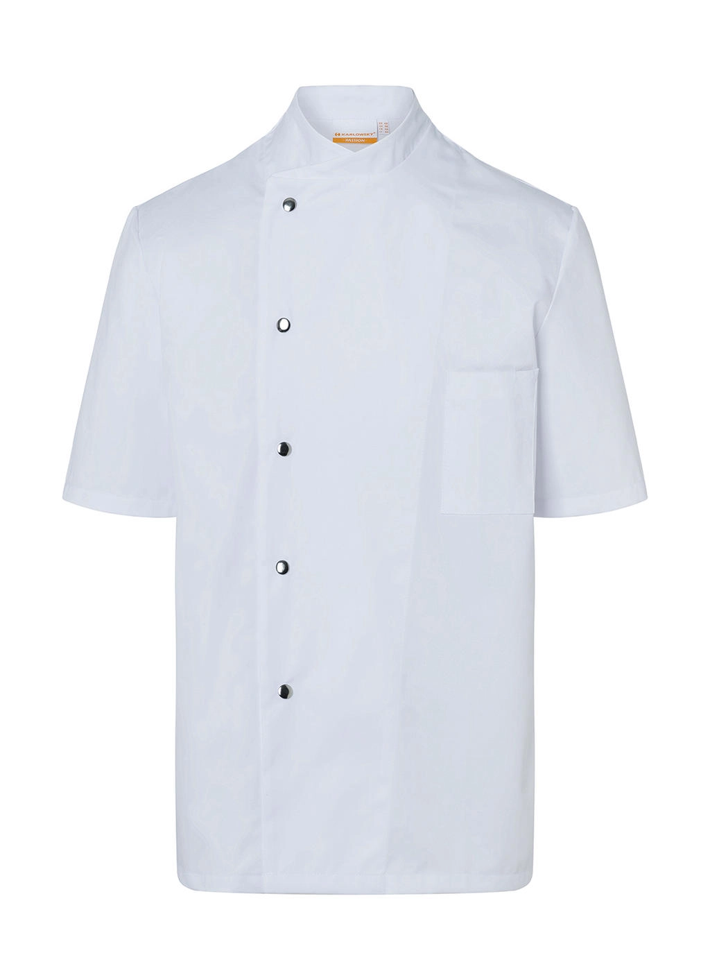 Chef Jacket Gustav Short Sleeve zum Besticken und Bedrucken in der Farbe White mit Ihren Logo, Schriftzug oder Motiv.