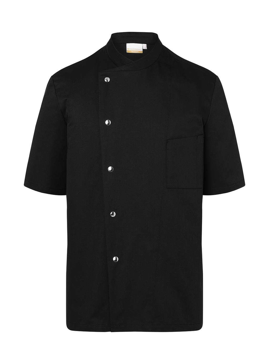 Chef Jacket Gustav Short Sleeve zum Besticken und Bedrucken in der Farbe Black mit Ihren Logo, Schriftzug oder Motiv.