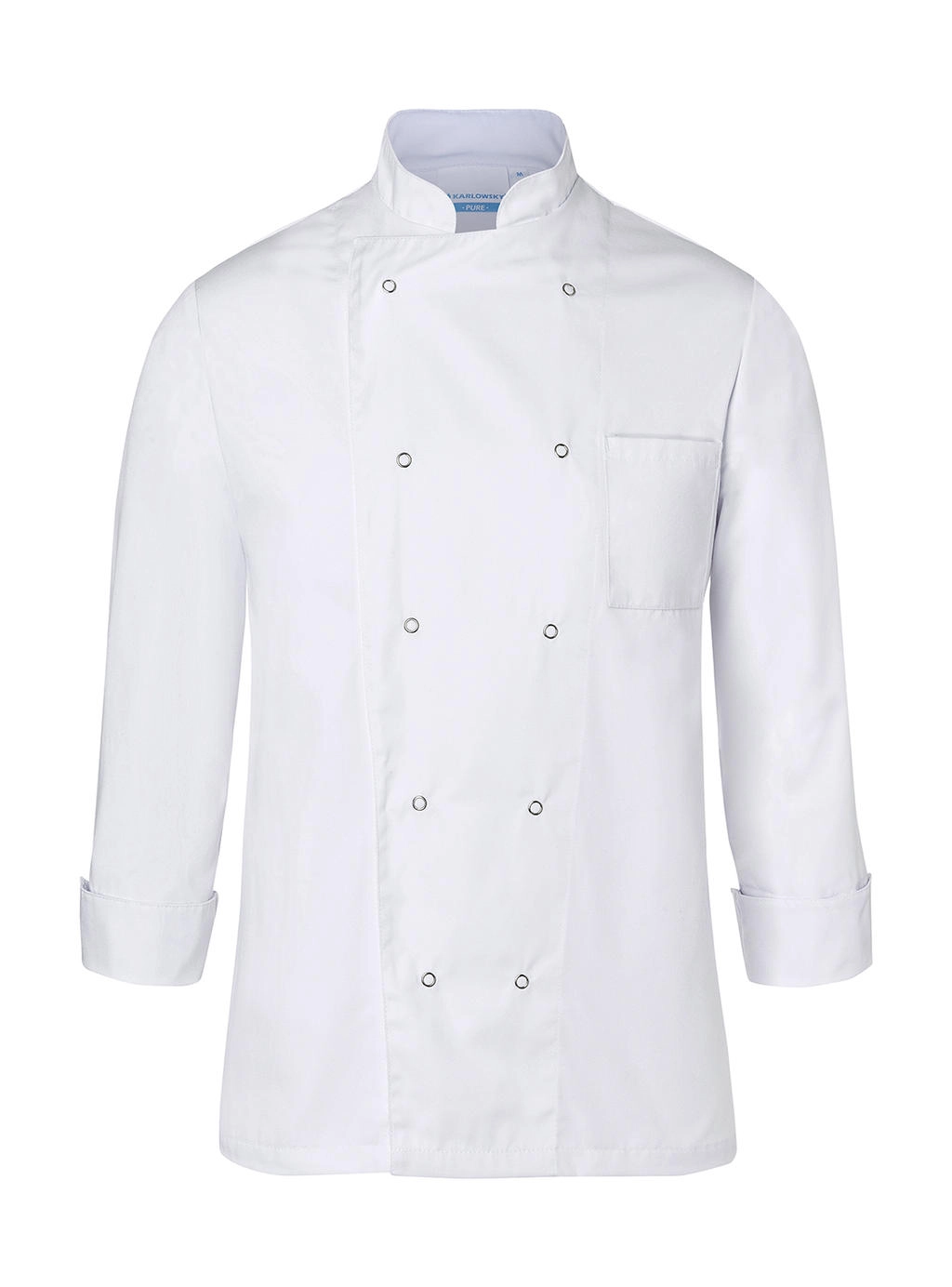 Chef Jacket Basic Unisex zum Besticken und Bedrucken in der Farbe White mit Ihren Logo, Schriftzug oder Motiv.