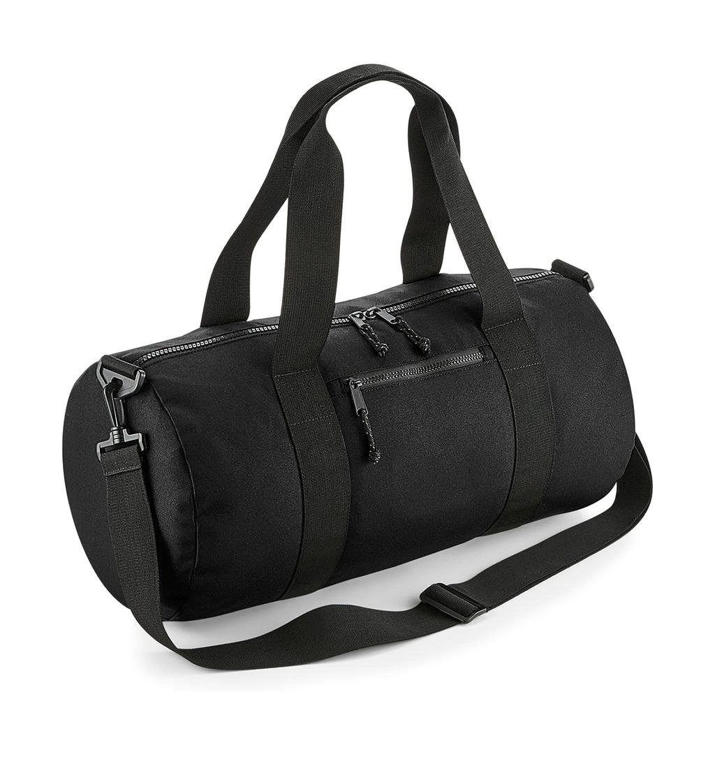 Recycled Barrel Bag zum Besticken und Bedrucken in der Farbe Black mit Ihren Logo, Schriftzug oder Motiv.