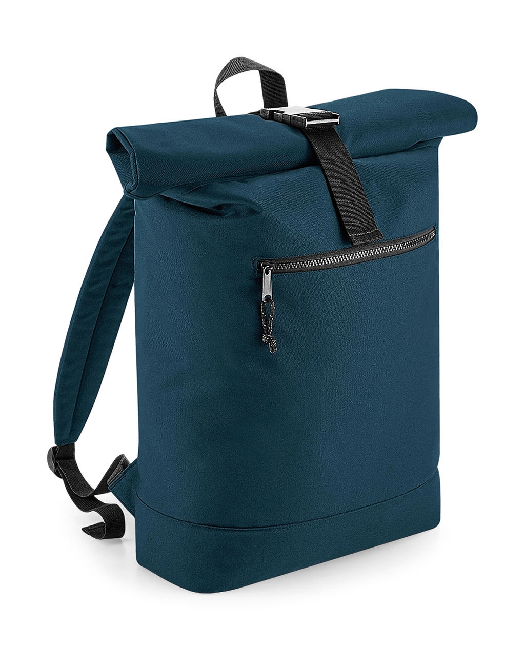 Recycled Roll-Top Backpack zum Besticken und Bedrucken in der Farbe Petrol mit Ihren Logo, Schriftzug oder Motiv.