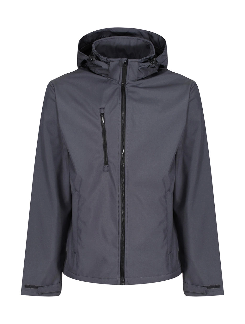 Venturer 3-Layer Hooded Softshell Jacket zum Besticken und Bedrucken in der Farbe Seal Grey/Black mit Ihren Logo, Schriftzug oder Motiv.