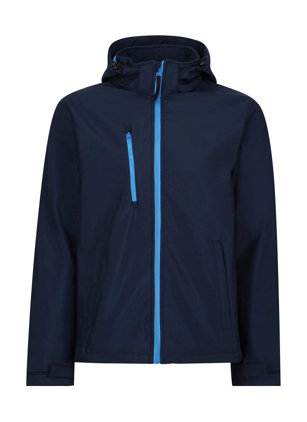 Venturer 3-Layer Hooded Softshell Jacket zum Besticken und Bedrucken in der Farbe Navy/French Blue mit Ihren Logo, Schriftzug oder Motiv.