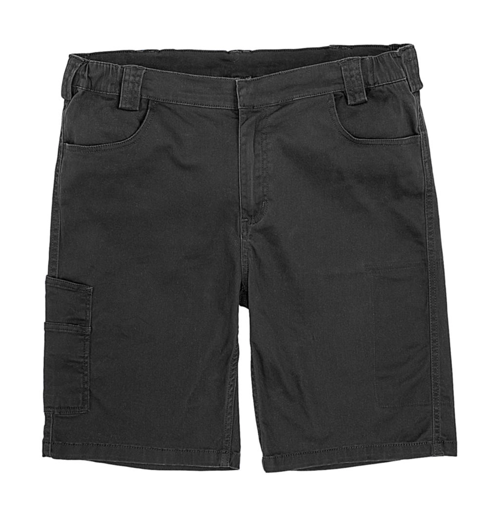 Super Stretch Slim Chino Shorts zum Besticken und Bedrucken in der Farbe Black mit Ihren Logo, Schriftzug oder Motiv.