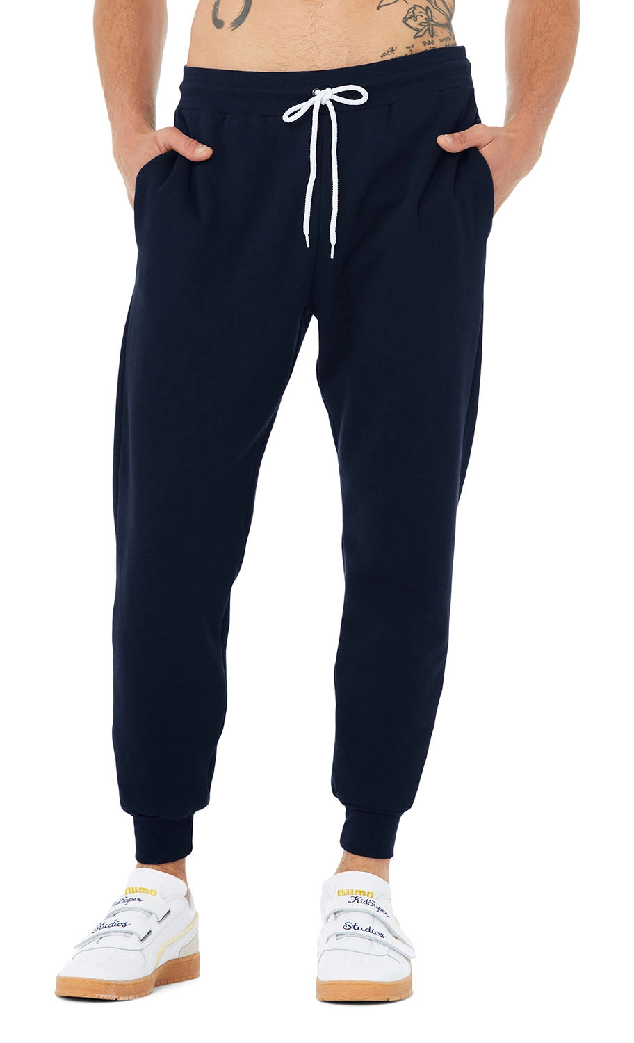 Unisex Jogger Sweatpants zum Besticken und Bedrucken in der Farbe Navy mit Ihren Logo, Schriftzug oder Motiv.