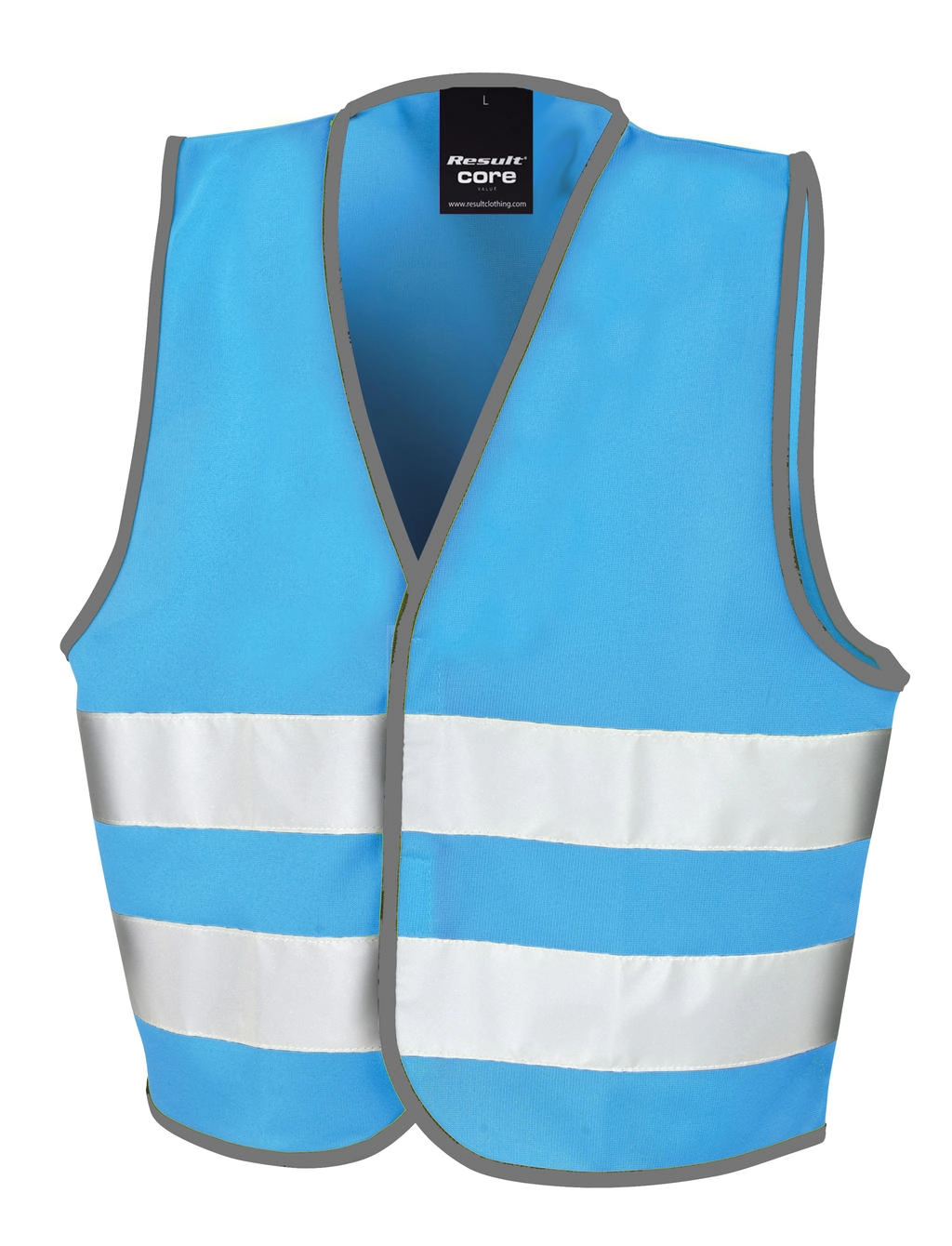 Junior Enhanced Visibility Vest zum Besticken und Bedrucken in der Farbe Sky Blue mit Ihren Logo, Schriftzug oder Motiv.