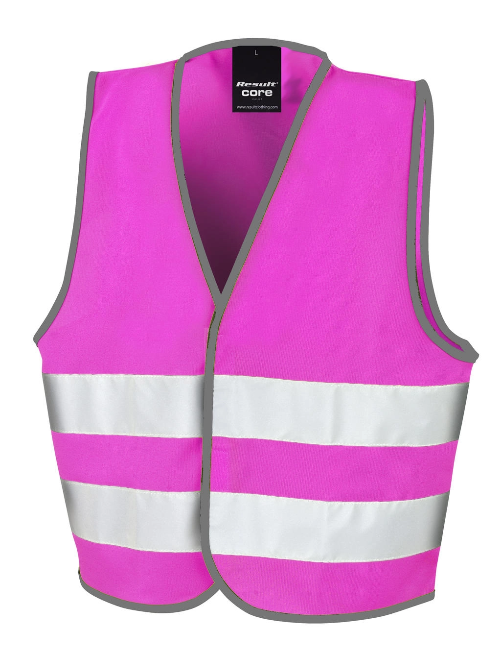 Junior Enhanced Visibility Vest zum Besticken und Bedrucken in der Farbe Fluorescent Pink mit Ihren Logo, Schriftzug oder Motiv.