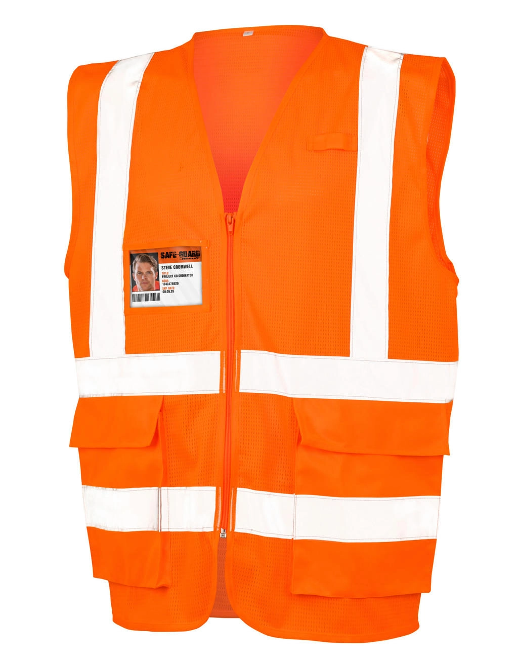 Executive Cool Mesh Safety Vest zum Besticken und Bedrucken in der Farbe Fluorescent Orange mit Ihren Logo, Schriftzug oder Motiv.