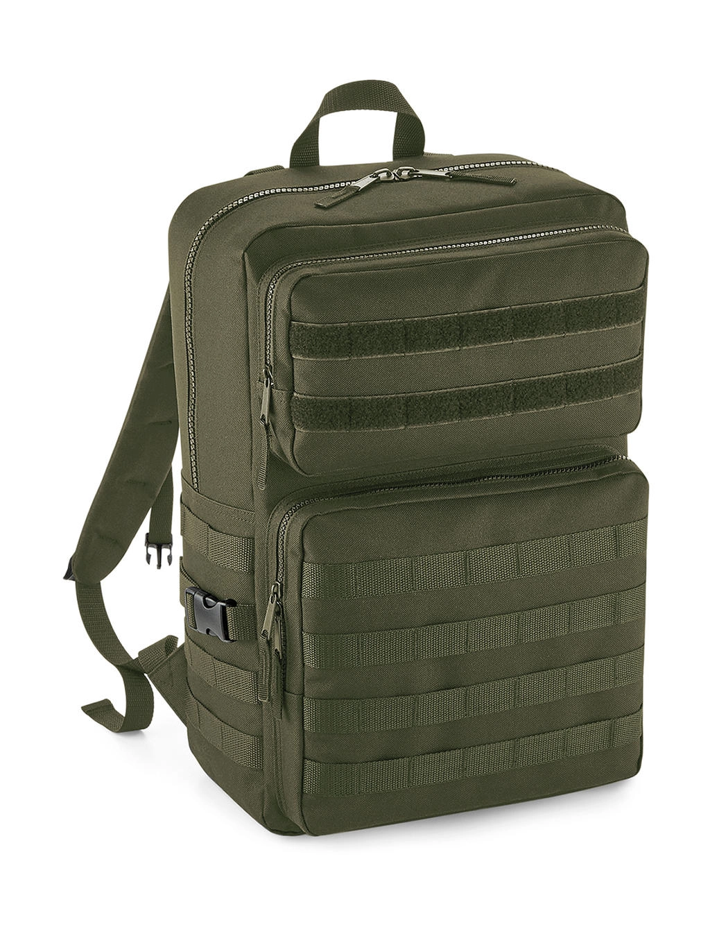 MOLLE Tactical Backpack zum Besticken und Bedrucken in der Farbe Military Green mit Ihren Logo, Schriftzug oder Motiv.